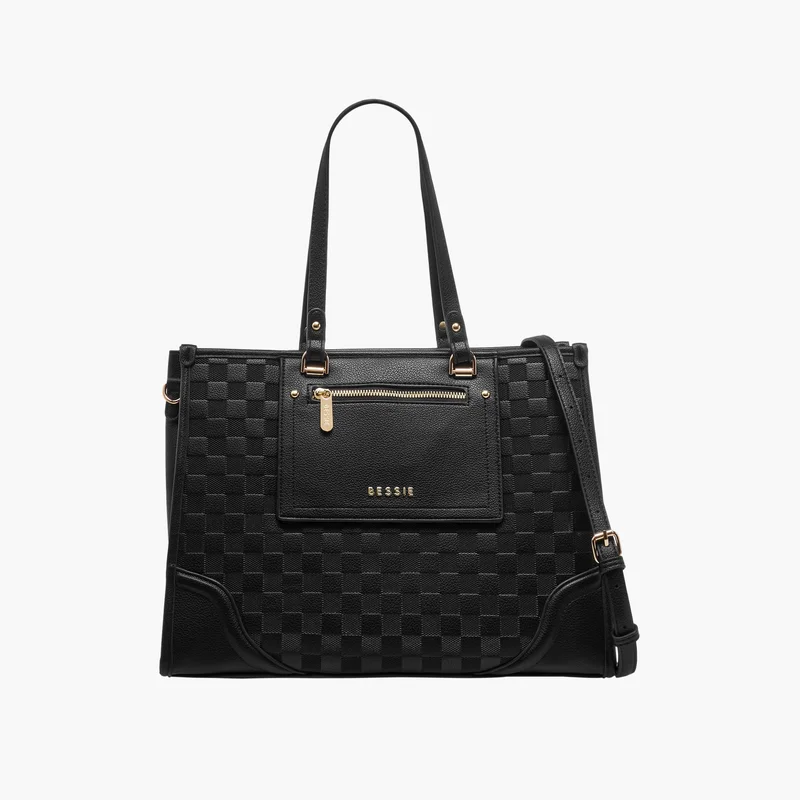 Bessie London Black Embossed Tote Bag for Women